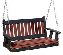 Mission Poly Lumber Wood 5FT Porch Swing Amish Craftsmandship Made in USA HDPE with No Wood fibers 1000 lbs Limit. Stainless Steel Hardware.Signature Design for Patio Outdoor Backyard Garden Park