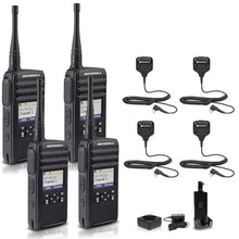 Motorola Solutions DTR700 Digital 2-Way Radio with 4 HKLN4606 Remote Speaker Mics Black