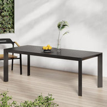 SRECELL Outdoor Rectangle Dining Table, Modern Aluminum Patio Table with Slat Top Design, 70 Inch Backyard Dining Furniture for Garden, Deck, Porch and Outdoor Entertaining