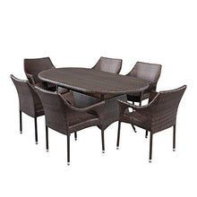 Christopher Knight Home Lennox 7-Pc Outdoor Wicker Dining Set Multibrown