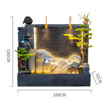 6.86 Ft Luxury Fountain with Water Wheel, LED Lights, Smoke Machine, Water Flow & Crystal Beads - Indoor/Outdoor Decoration for Villas, Courtyards, Gardens + Free 30 PCS Crystals(188 * 52 * 180CM)