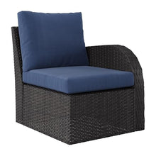 CorLiving Brisbane Wicker/Rattan 6-Piece Conversation Set with Blue Cushions