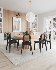 Manhattan Comfort Versailles Rattan Wicker Cane Outdoor Dining Chair Set of 4 Black/Natural