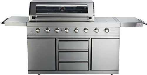 57" Stainless Steel Outdoor 8 Burner Island BBQ Grill Suitable for Propane or Natural Gas