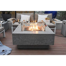 Elementi Manhattan 36" Concrete Outdoor Propane Firepit Table, 22" Square Tempered Glass Firepit Windscreen, & Stainless Steel 21" Square Table Cover