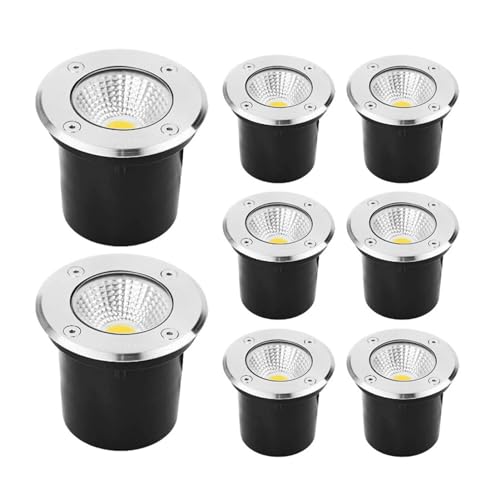 tyfuture 8 Pack Outdoor Underground Light Low Voltage In-Ground Lights IP66 Waterproof AC12/24V LED Well Lights for Garden Yard Pathway Driveway Deck Landscape Lights (Color : Green, Size : 30W-AC12