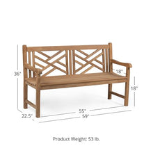 Ash & Ember Summit Grade A Teak Bench, Seats 2 People Comfortably, Weather Resistant Indoor Outdoor Solid Wood Patio Furniture with Tightly Spaced Slats, Bowed Back, Armrests (5')