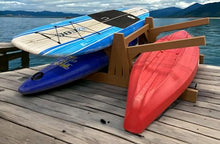 Log Kayak Rack Double Sided Freestanding Recycled Poly Kayak Rack Nutmeg Brown