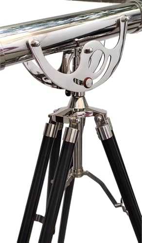 Antiqueex Nautical Vintage Brass Marine Telescope Silver Finish 65''