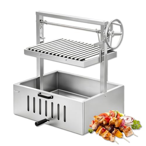 Charcoal Barbecue Grill, Freestanding Stainless Steel, Adjustable Grate 304StainlessSteel