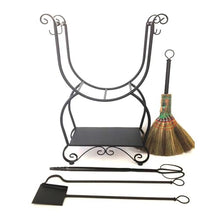 WXPWAMZ Metal Firewood Rack Set With 4 Fireplace Tools – Indoor & Outdoor Log Holder Organizer (Black)