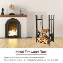 DJVHSRI Outdoor Fireplace Firewood Rack Firewood Log Rack 2-Tier Fireside Wood Stacker with Fireplace Tools Sets, Indoor Outdoor Firewood Holders for Storing Log, Farmhouse Bonfi,