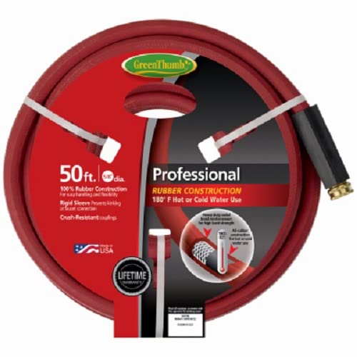 5/8" Inch x 50' Foot Pro Red Rubber Hot Water Garden Hose - Pack of (5)