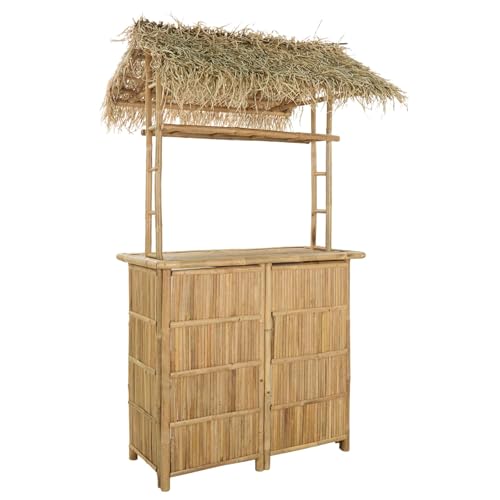 HGFDVCMR Outdoor Bar Table Natural Bamboo High Top Counter, 45 Inch