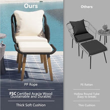 Patio Furniture Set with Small Outdoor Table, Patio Bar Set w/ Sillas para Balcon, Sillas para Patio Exterior, Premium PP Rope Weaving Chairs, 350 lbs Capacity, 5-Piece Set for Backyard (Beige+Black)