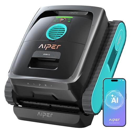 AIPER Scuba V3 AI Vision Cordless Robotic Pool Cleaner, Include Wireless Charging Dock, Smart Waterline Parking & Featherlight Design, Micromesh Multi-Layer Filtration, Blue