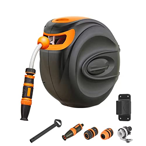Garden Hose Kit, Automatic Retractable Hose Reel, Infinite Water Shape Adjustment, Wall Mount and 180 Degree Swivel Bracket, Ideal for Garden Watering