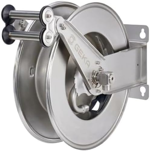 GEKA plus 42.9040.9 Automatic Hose Reel EA15, L x W x H 52 (Including Bracket) x 45 x 23.5, for 15 m 3/4 inch Hoses or 25 m 1/2 inch, Hose Lifter