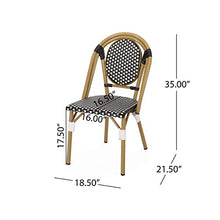 Christopher Knight Home Gwendolyn Outdoor French Bistro Chairs Set of 4 Black White Bamboo Print Finish