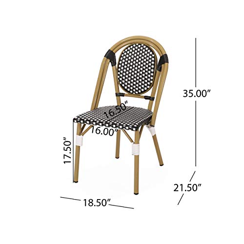 Christopher Knight Home Gwendolyn Outdoor French Bistro Chairs Set of 4 Black White Bamboo Print Finish