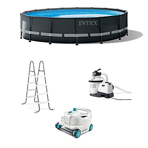 Intex Ultra XTR 16ft x 48in Above Ground Pool Set w/Pump, Cleaner Robot Vacuum & Hose Gray