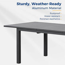 Aluminum Extendable Outdoor Dining Table, 68"-91.5" Adjustable Length Oversized Patio Table for 6-10 People, All-Weather Patio Dining Table with Adjustable Feet for Deck Balcony Garden, Grey
