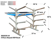 Log Kayak Rack 8 Place Kayak or SUP Rack Natural Finish