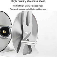 Stainless Steel Garden Hose Reel,Water Hose Holder & Storage Holds,Heavy Duty Metal Wall Mount Water Hose Storage Rack,Retractable Portable Hose Storage Rack with Cover,Load 100kg ( Rack+40m Hose)