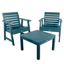 highwood AD-KITCHGW2-NBE Weatherly 2 Garden Chairs with 1 Square Side Table, 3-Piece Set, Nantucket Blue