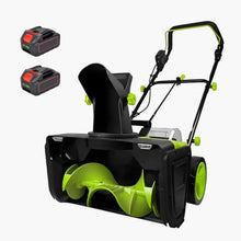 HASORVLUK Cordless Snow Blower, Dual LED Lights, 25ft Max Throw 2Bat
