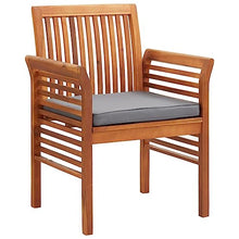 LPERTGFHU 8 Piece Patio Dining Chairs Set with Dark Gray Cushions, Solid Acacia Wood Outdoor Garden Furniture for Backyard, Deck, and Porch