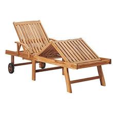 LPERTGFHU Set of 2 Outdoor Sun Loungers, Solid Teak Wood Patio Chaise Lounge with Royal Blue Cushions, Adjustable Recliner Chair with Wheels for Garden Poolside