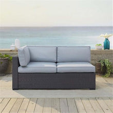 Afuera Living Wicker Patio Loveseat, 62.25" Wide, Resin Rattan & Steel Frame, Mist Blue/Brown, Weatherproof Fabric, Handwoven, UV-Proof Outdoor Sofa with Adjustable Levelers, Cushions for Backyard