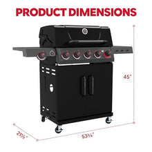 Feasto 5 Burner Propane Gas Grill with Side Burner and Sear Burner, Black