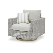 Benzara Yami 36 in. Outdoor Swivel Lounge Chair with Throw Pillow Gray and Brown