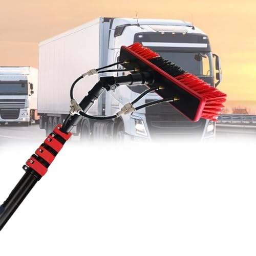 Kindevieft Window Cleaning Brush Equipment, 6-11M Telescopic Water Fed Poles Kit, Window and Solar Panel Cleaning Poles with Rotatable Brush Head, for Solar Panels, Trucks, Cars,9M/30FT