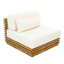 Merax Oversized Outdoor Club Chair with Acacia Wood Frame, Natural Finish & Beige Cushions, Patio Lounge Chair for Garden, Deck & Poolside