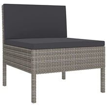 HKQWPBF 9 Piece Patio Lounge Set with Cushions, Gray Poly Rattan Outdoor Seating for Garden