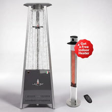 The Capri Amalfi Studio Collection Patio Heater by Lava Heat Italia, Liquid Propane Custom Powder-RAL 4005 Anthrecite Coated Flame Tower, Designer 92-Inch Italian Outdoor Heater