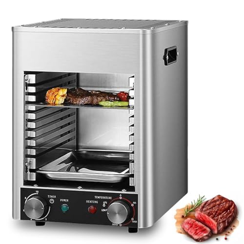 RoyceBee 800℃ Steak Broiler, Steak Grill, Portable Steak Broiler with Tray & Grill &Handle, Stainless Steel, Quick Cooking for Outdoor Picnic Beef Chicken Vegetables