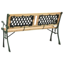 FURUIM2024M Garden Bench Garden Backrest Bench, Park Cast Iron Chair, Wooden Surfac, for Outdoor Comfort 122 cm