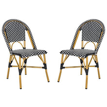 Safavieh Home Collection Hooper Indoor-Outdoor Stacking Side Chairs | Black, White Light Brown | Set of 2
