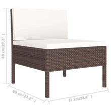 LDEWOAMEG 9 Piece Patio Lounge Set with Cushions PE Rattan Brown