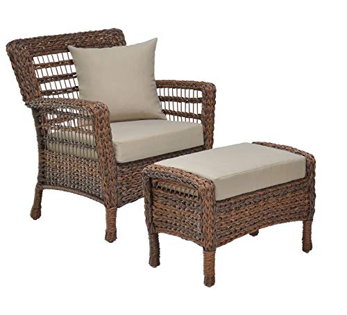 WUnlimited Modern Concept Faux Sea Grass Resin Rattan Relaxing Set Dark Brown