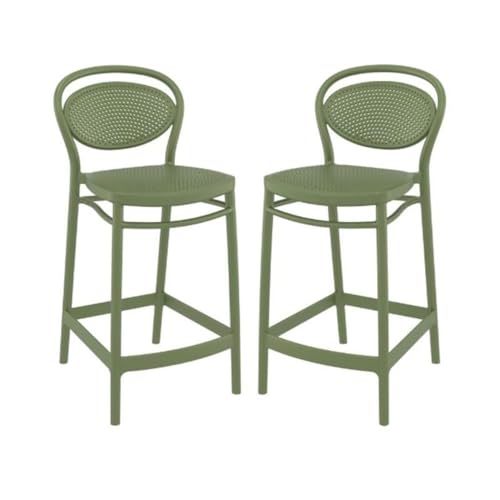 Home Square Indoor Outdoor Counter Stool in Olive Green - Set of 2