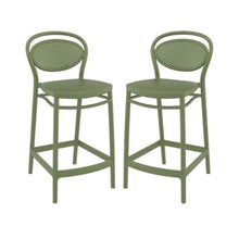 Home Square Indoor Outdoor Counter Stool in Olive Green - Set of 2