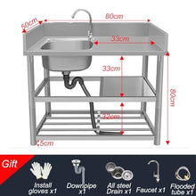 NYTFHMS Stainless Steel 1 Compartment Commercial with Faucet & Strainer - Ideal for Outdoor Grills Restaurants Camping & Gardens - Versatile & Easy to Clean,L1-80x50x80cm