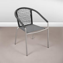 Benzara Phil 21 Inch 6 Piece Dining Chair Set, Slate Gray Woven Rope, Stackable