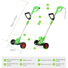 JOMRTS Plug-in Lawn Mower, with Rollers 3-Speed Adjustable Walk-Behind Lawn Mower 680W High Power Plug-in Lawn Mower with 10m Power Cord 2 Blades Household
