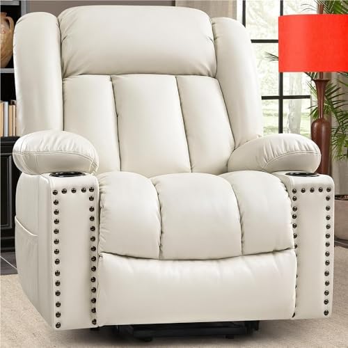 KTYUERGHK Overstuffed Power Lift Recliner with Heated Massage & USB Ports